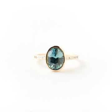 Presley Ring - 2.25 Carat Light Blue Teal Oval Sapphire