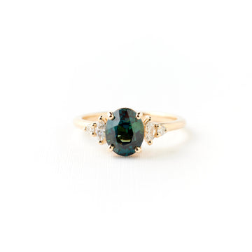 Desi Ring - 1.89 Carat Teal Blue Oval Sapphire