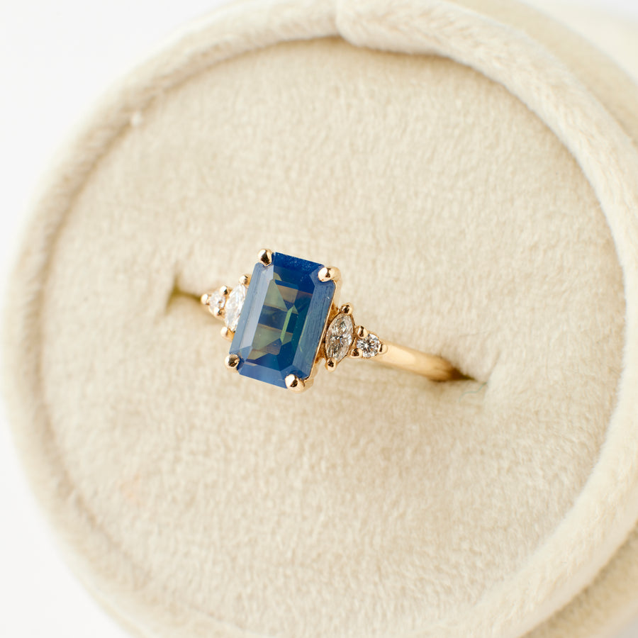 Indian Blue Rings Desi Ring - 2.05 Carat Blue Teal Opalescent Sapphire – Porter Gulch