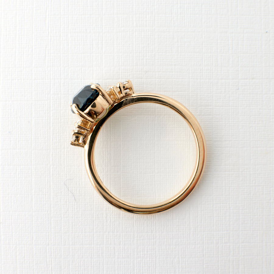 Desi Ring - 1.89 Carat Teal Blue Oval Sapphire