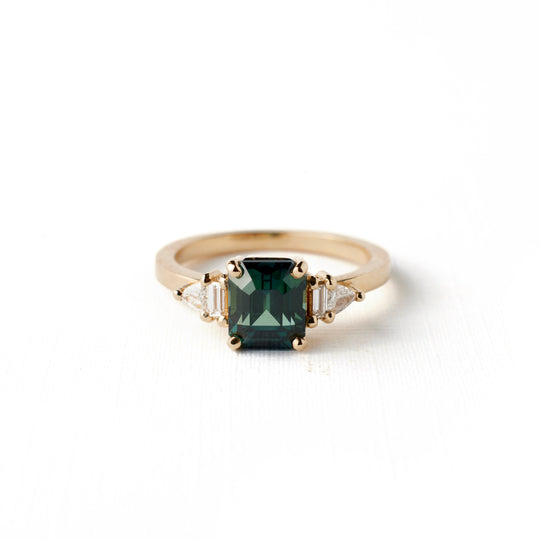 Anastasia Ring - 2.04ct. Blue Green Emerald Cut Sapphire