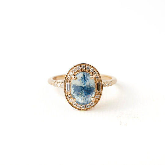 Athena Ring - 2.50 Carat Opaly Seafoam Oval Sapphire