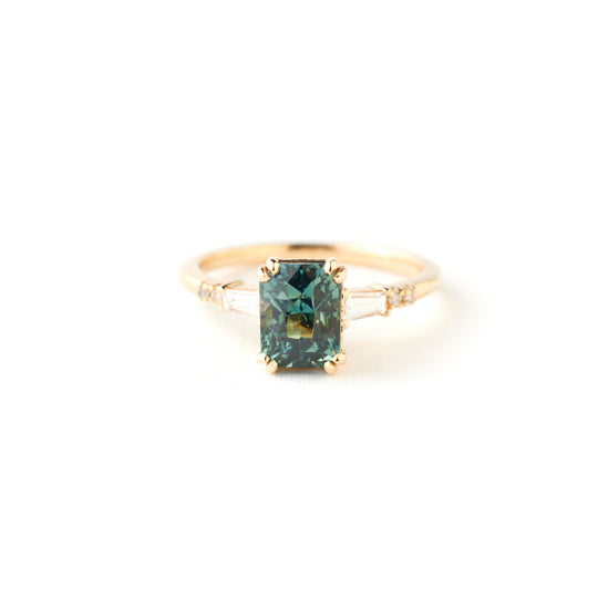 Sylvie Ring - 2.05 Carat Blue-Green Radiant Sapphire