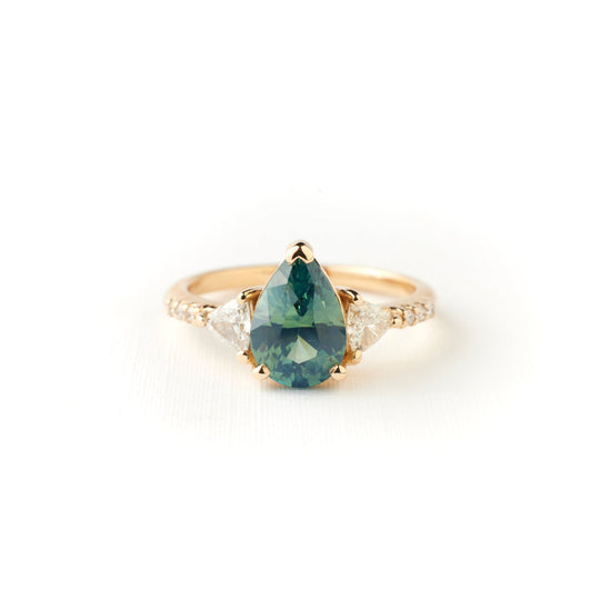 Portia Ring - 2.31 Carat Blue-Green-Yellow Pear Sapphire
