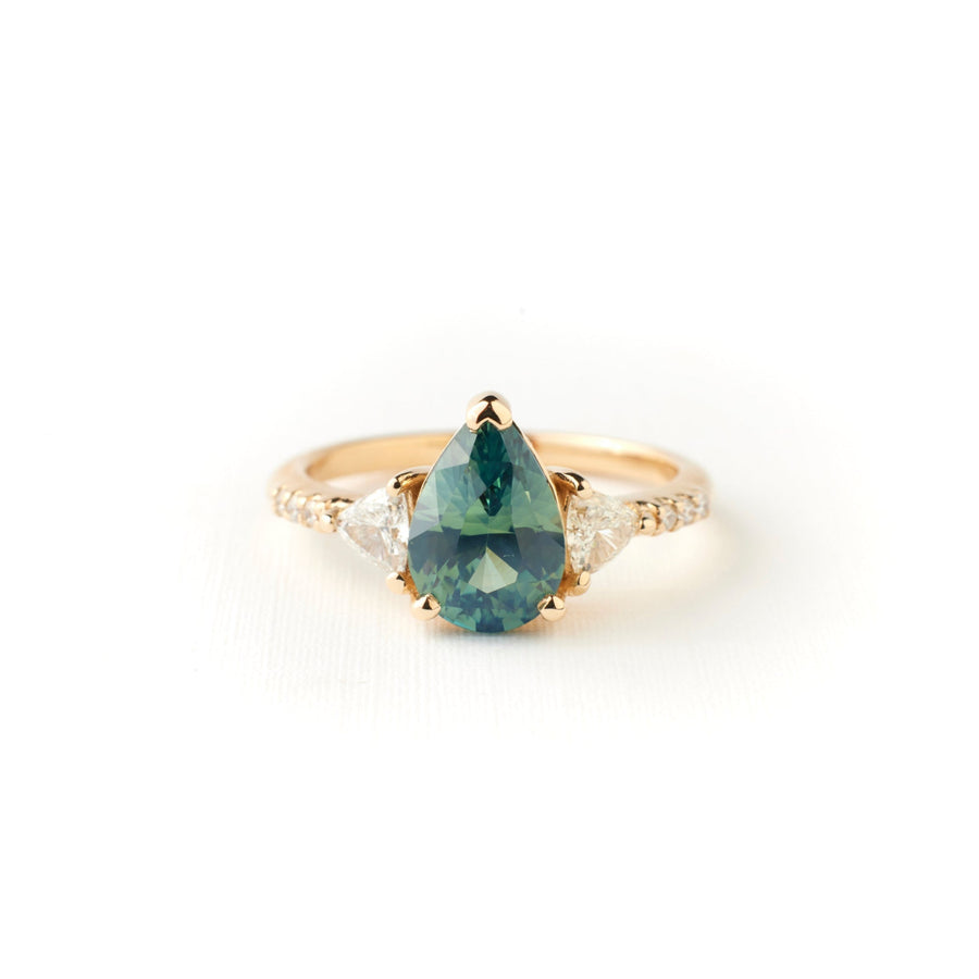 Portia Ring - 2.31 Carat Blue-Green-Yellow Pear Sapphire