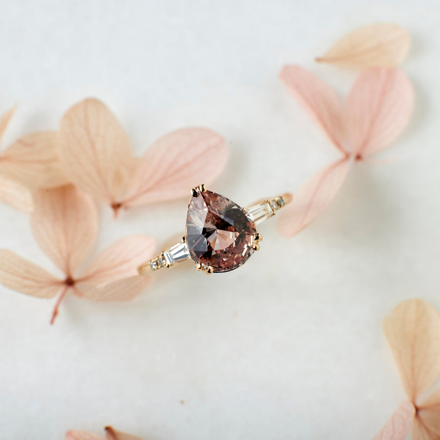 Sylvie Ring - 2.14 Carat Peach Pear Sapphire