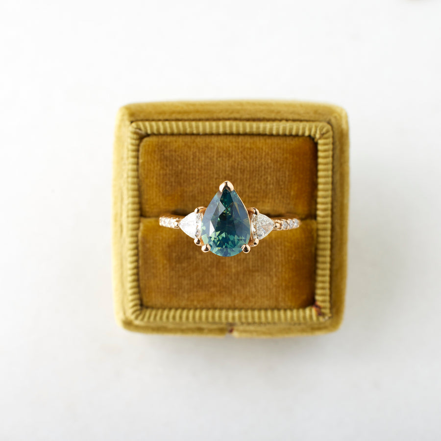 Portia Ring - 2.31 Carat Blue-Green-Yellow Pear Sapphire