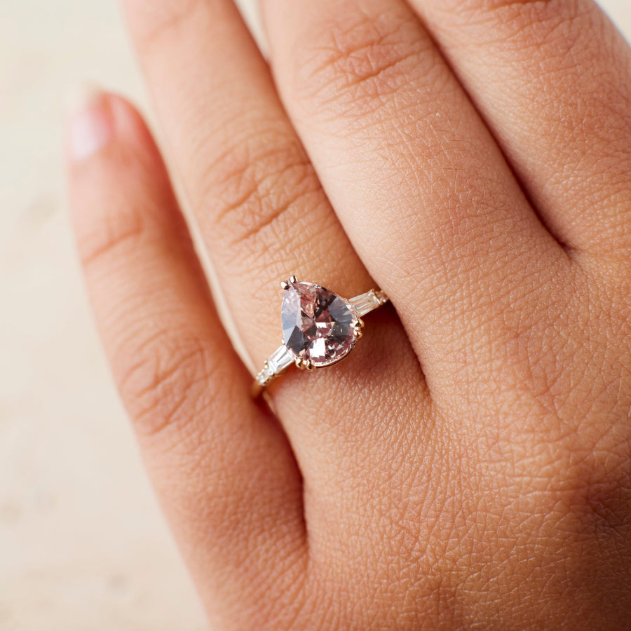 Sylvie Ring - 2.14 Carat Peach Pear Sapphire