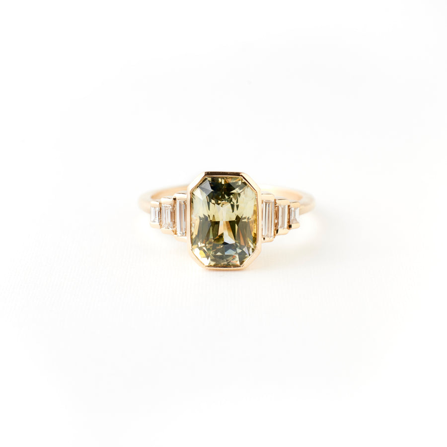 Nina Ring - 3.00 Carat Yellow-Blue Radiant Sapphire