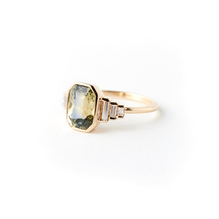 Nina Ring - 3.00 Carat Yellow-Blue Radiant Sapphire