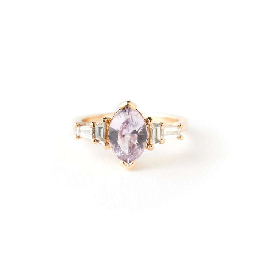 Juliette Ring - 2.03 Carat Pink Custom Cut Marquise Sapphire