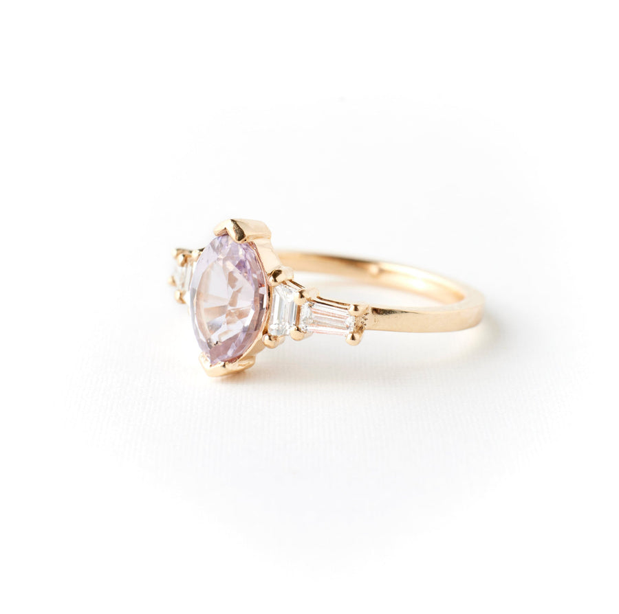 Juliette Ring - 2.03 Carat Pink Custom Cut Marquise Sapphire
