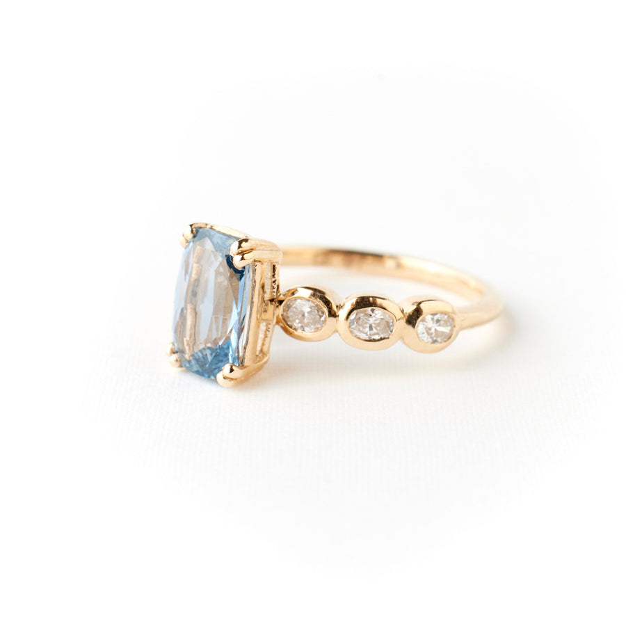Elsie Ring - 2.02 Carat Pale Blue Elongated Cushion Sapphire