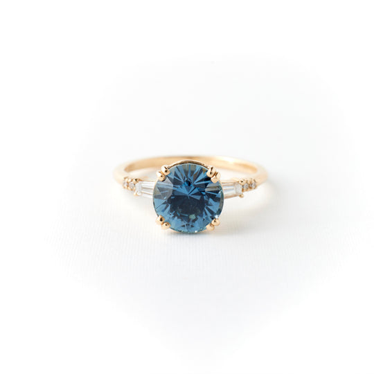 Sylvie Ring - 3.03 Carat Blue Round Brilliant Sapphire
