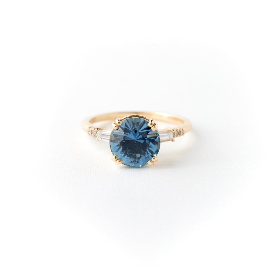 Sylvie Ring - 3.03 Carat Blue Round Brilliant Sapphire