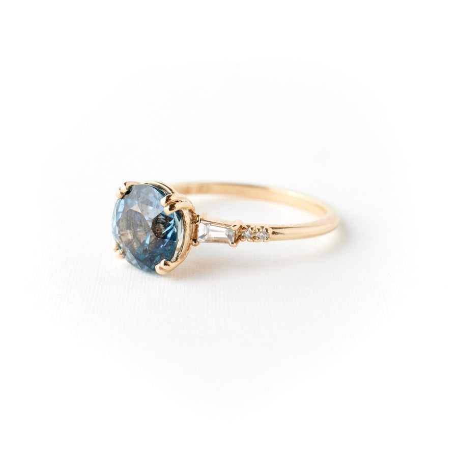 Sylvie Ring - 3.03 Carat Blue Round Brilliant Sapphire