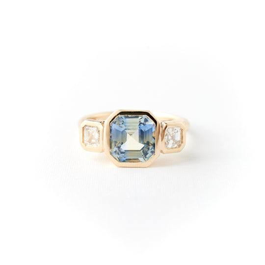 Ivy Ring - 2.54 Carat Blue-Yellow Asscher Sapphire