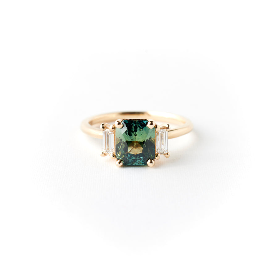 Jacey Ring - 2.12 Carat Blue-Green Octagonal Radiant Sapphire