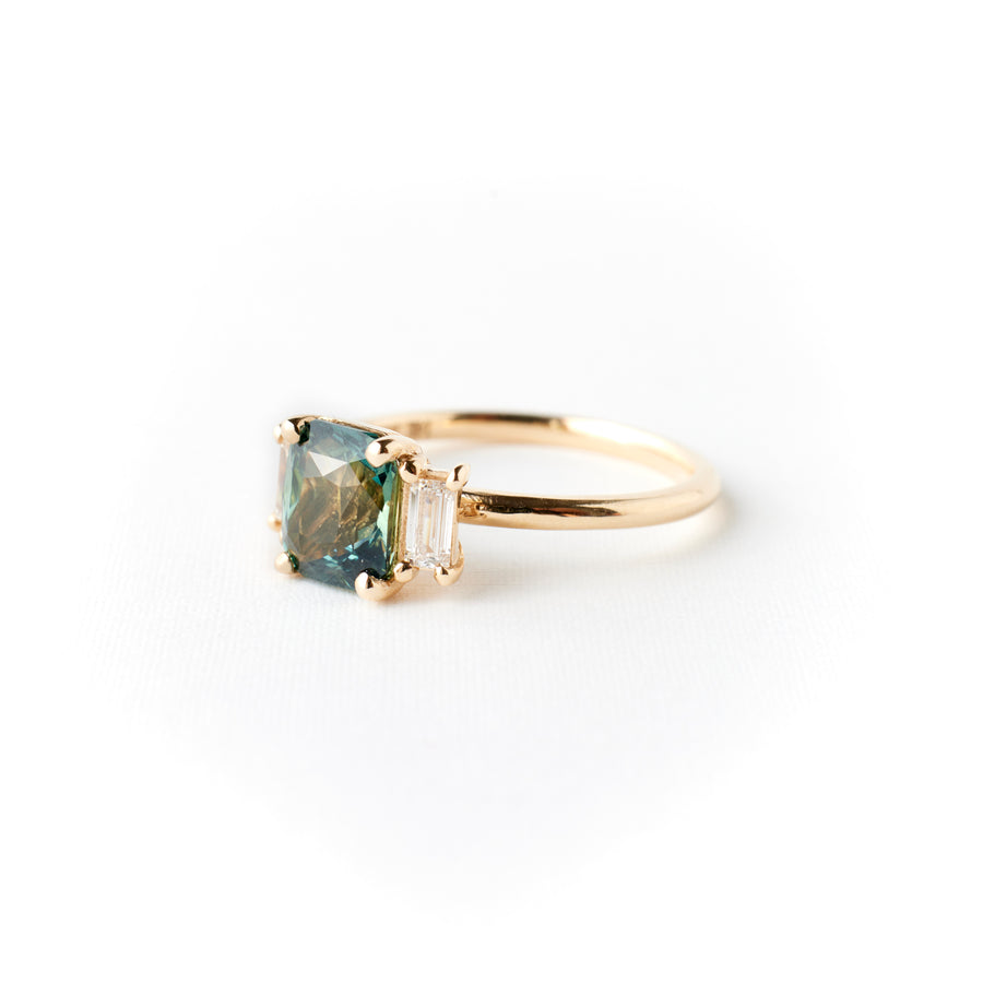 Jacey Ring - 2.12 Carat Blue-Green Octagonal Radiant Sapphire