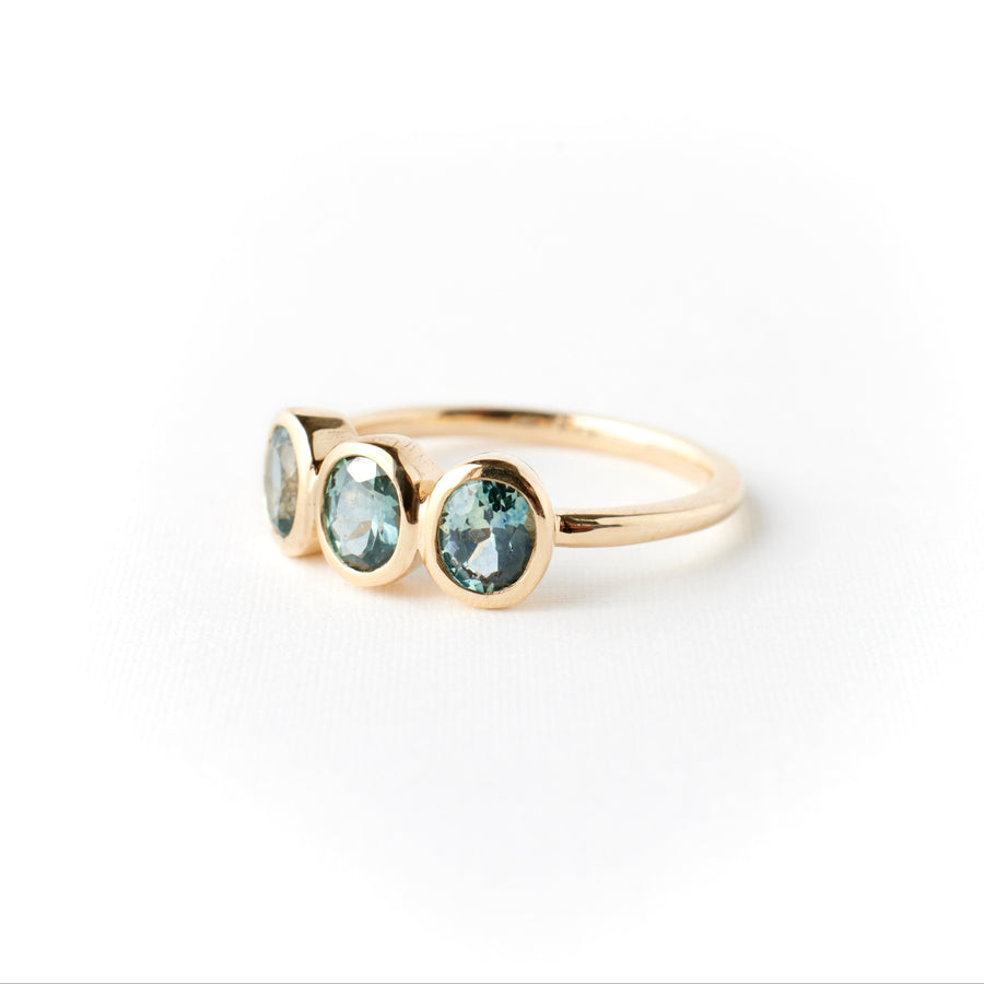 Amara Ring No. 3 - Teal Blue Sapphires