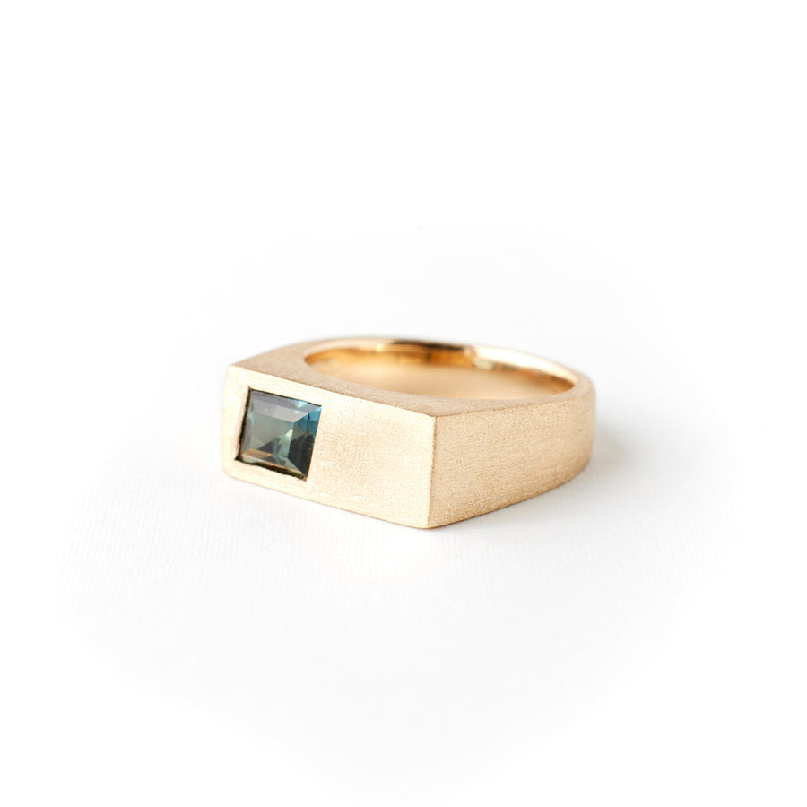 Hayes Band - 1.26 Carat Green Teal Rhombus Sapphire