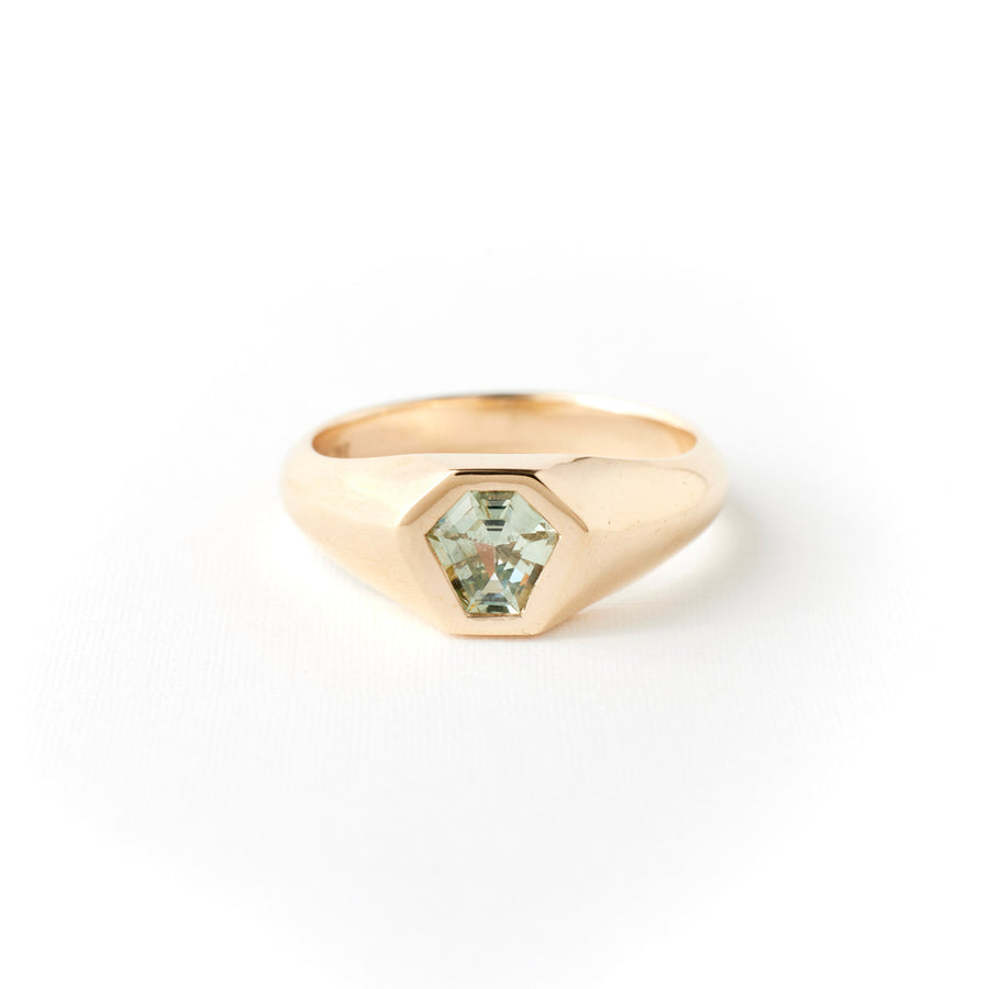 Dax Ring - 0.68 Carat Pale Seafoam Geo Montana Sapphire