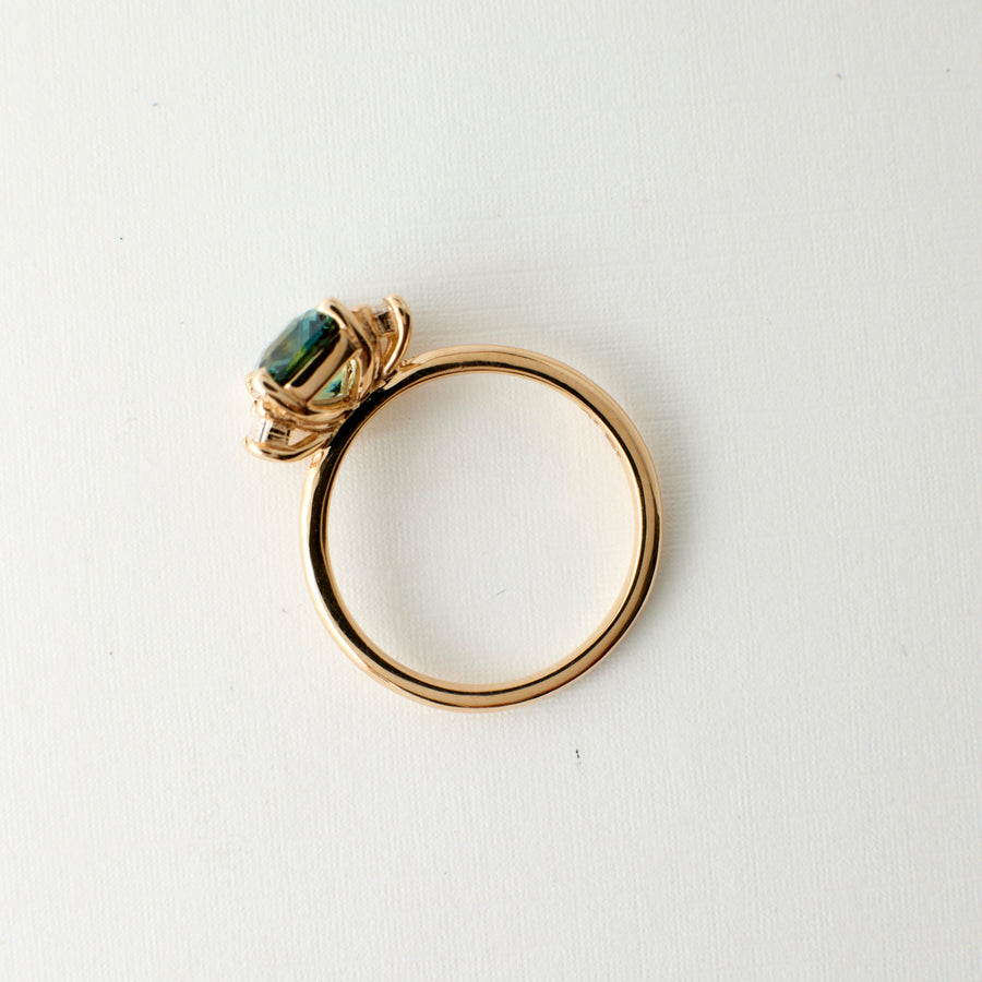 Jacey Ring - 2.12 Carat Blue-Green Octagonal Radiant Sapphire