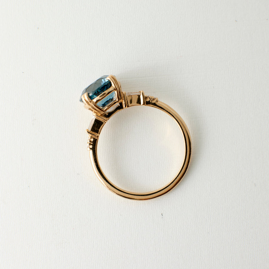 Sylvie Ring - 3.03 Carat Blue Round Brilliant Sapphire