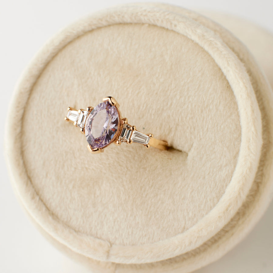 Juliette Ring - 2.03 Carat Pink Custom Cut Marquise Sapphire