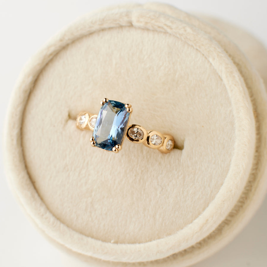 Elsie Ring - 2.02 Carat Pale Blue Elongated Cushion Sapphire