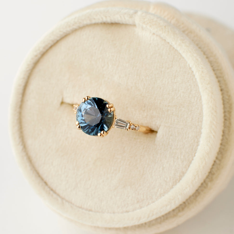 Sylvie Ring - 3.03 Carat Blue Round Brilliant Sapphire