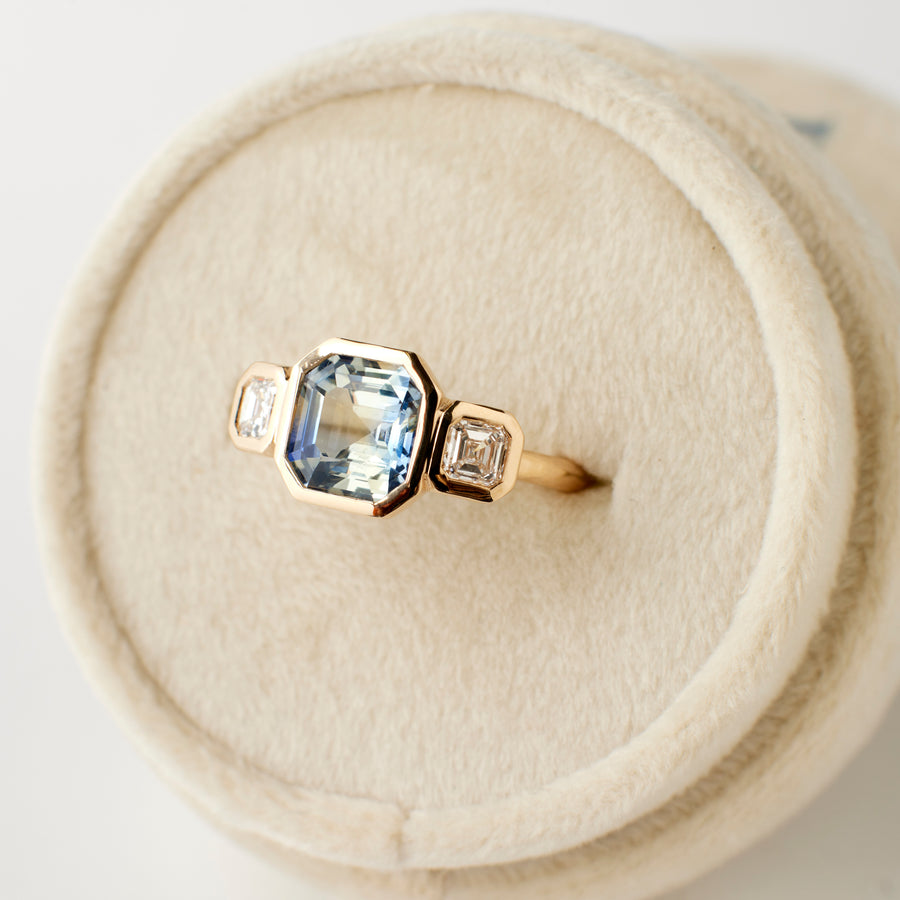 Ivy Ring - 2.54 Carat Blue-Yellow Asscher Sapphire