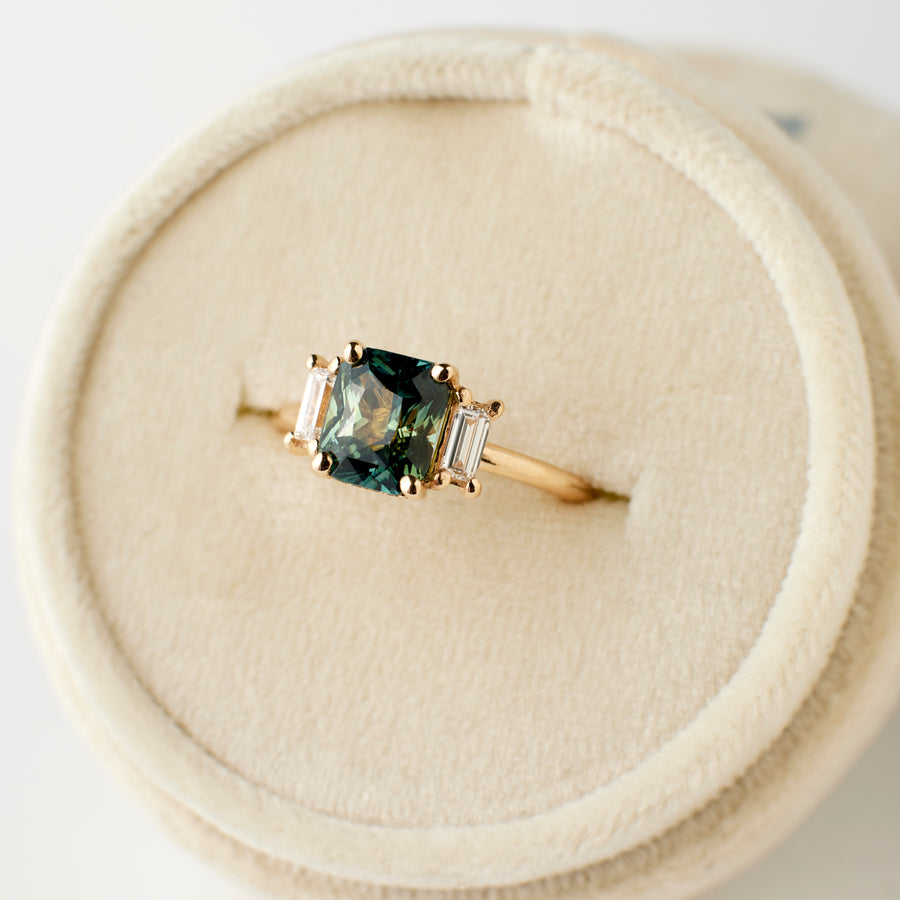 Jacey Ring - 2.12 Carat Blue-Green Octagonal Radiant Sapphire