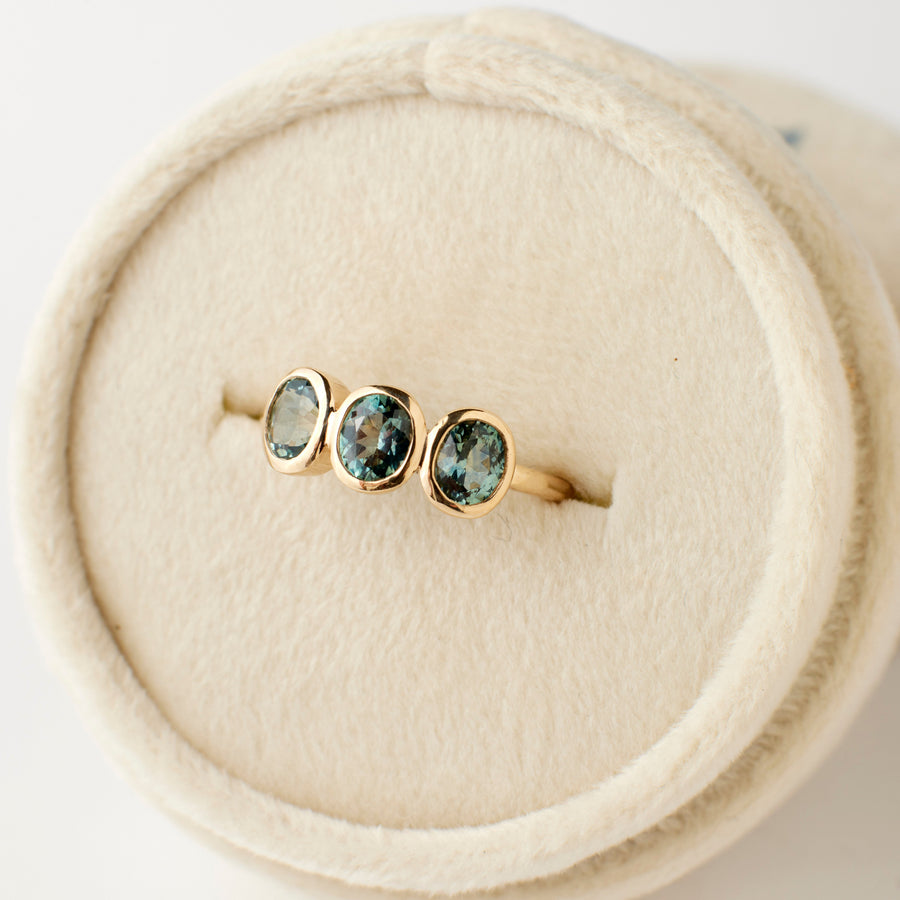 Amara Ring No. 3 - Teal Blue Sapphires