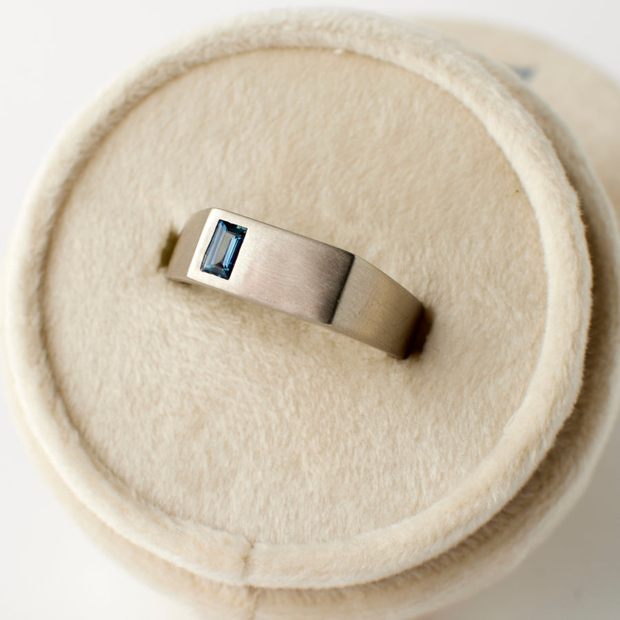 Hayes Band - 0.23 Carat Deep Blue Baguette Sapphire