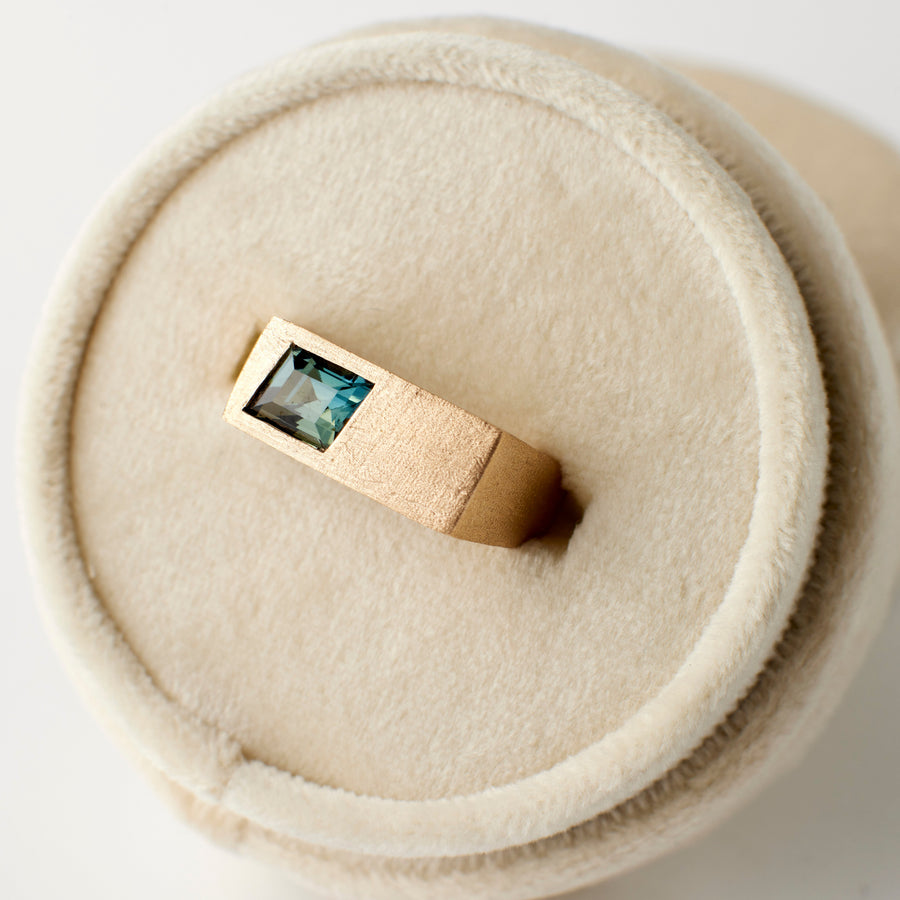 Hayes Band - 1.26 Carat Green Teal Rhombus Sapphire