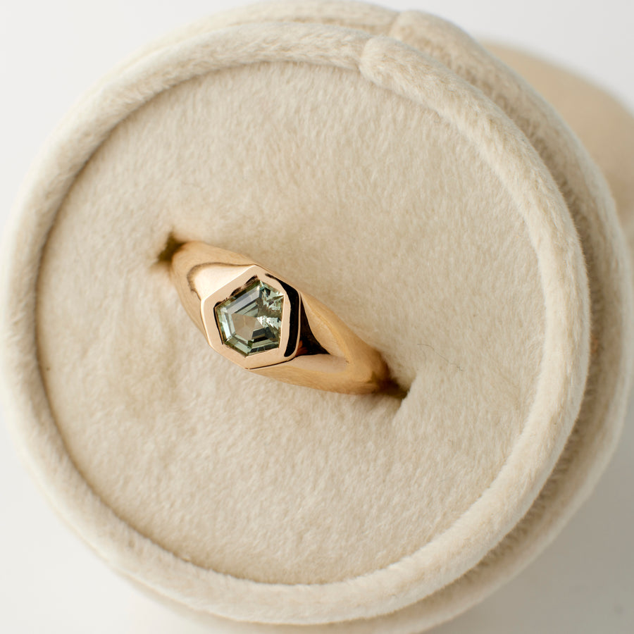 Dax Ring - 0.68 Carat Pale Seafoam Geo Montana Sapphire
