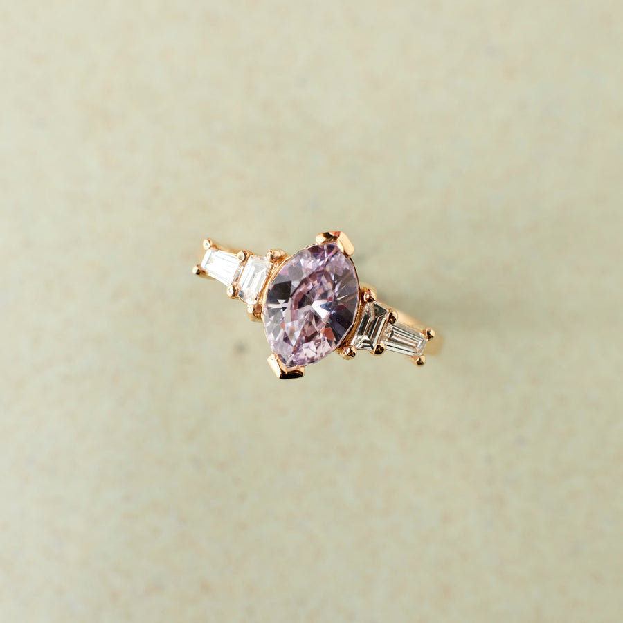 Juliette Ring - 2.03 Carat Pink Custom Cut Marquise Sapphire