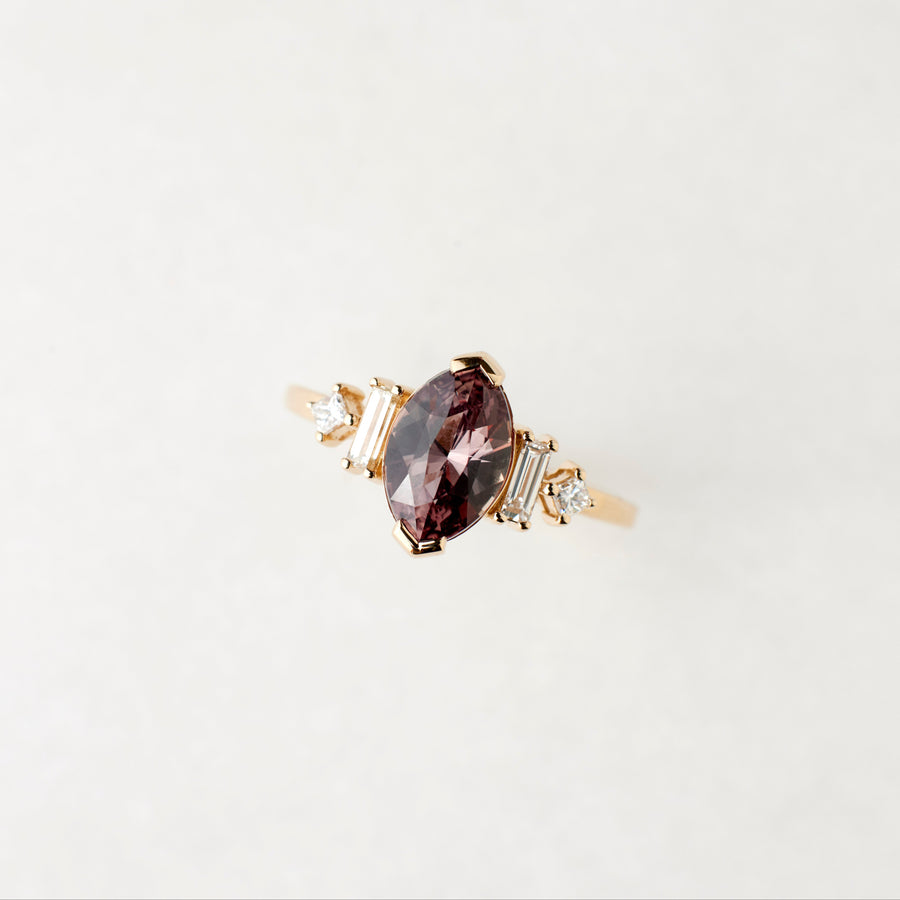 Josie Ring - 1.68 Carat Plum Colored Marquise Sapphire