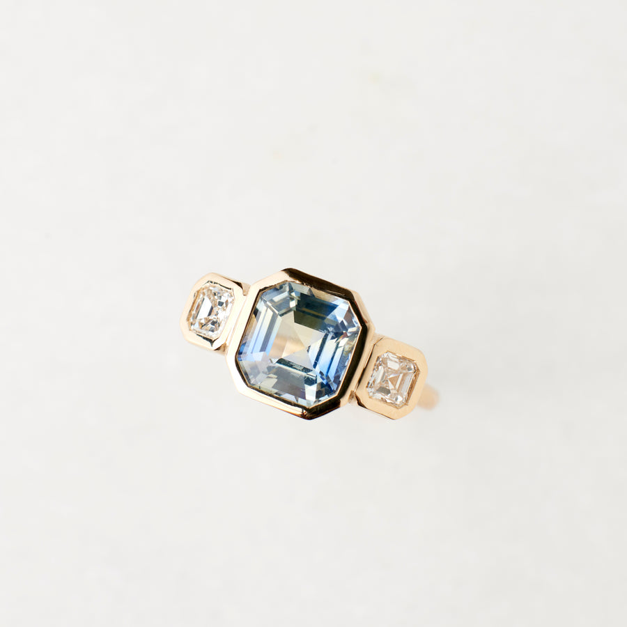 Ivy Ring - 2.54 Carat Blue-Yellow Asscher Sapphire