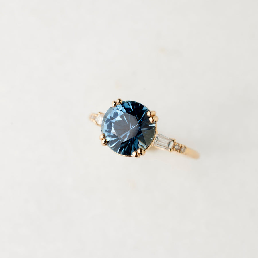 Sylvie Ring - 3.03 Carat Blue Round Brilliant Sapphire