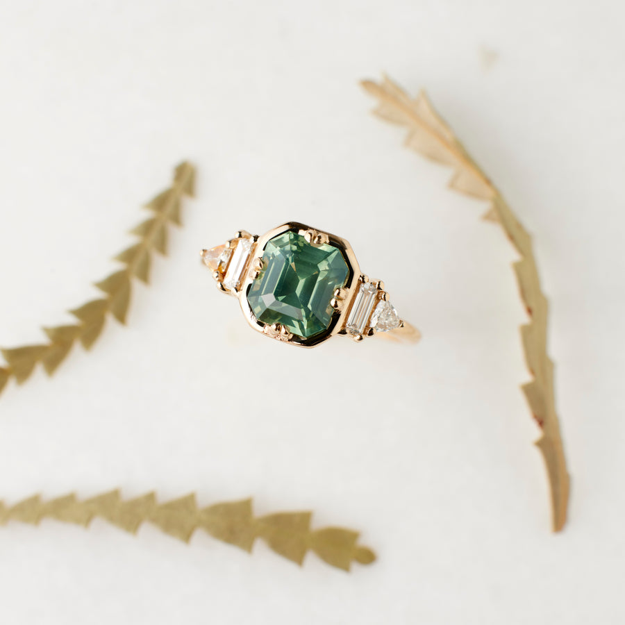 Emery Ring - 2.22 Carat Light Yellow Green Emerald Cut Sapphire