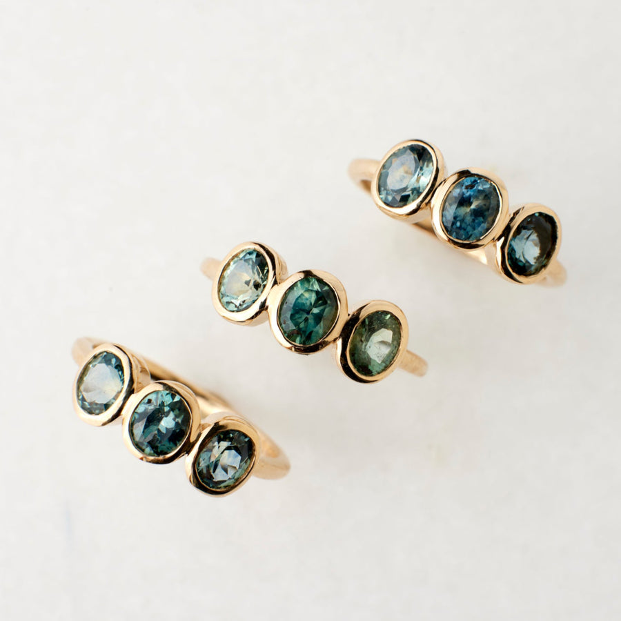 Amara Ring No. 3 - Teal Blue Sapphires