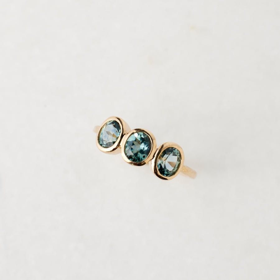 Amara Ring No. 3 - Teal Blue Sapphires