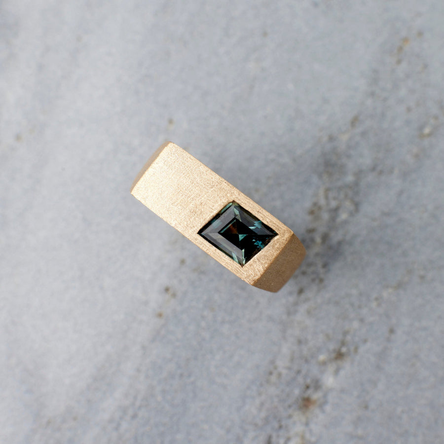 Hayes Band - 1.26 Carat Green Teal Rhombus Sapphire