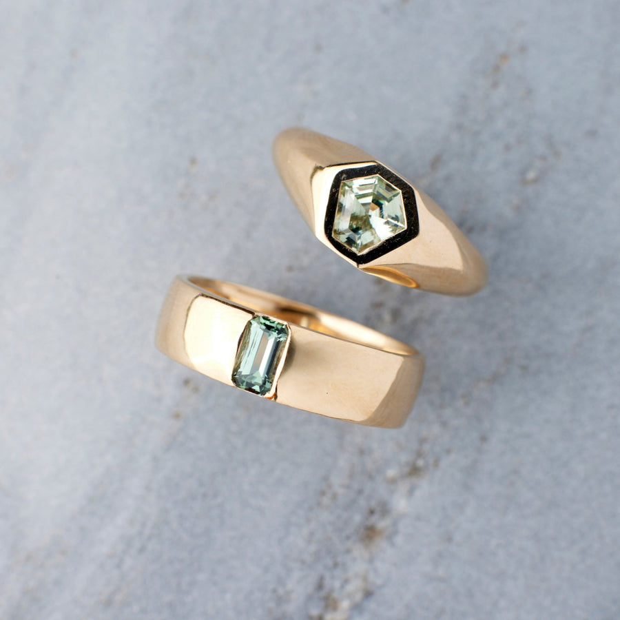 Dax Ring - 0.68 Carat Pale Seafoam Geo Montana Sapphire