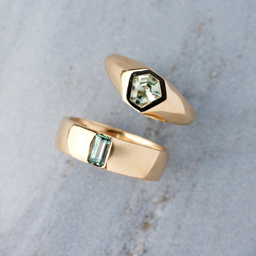 Larkin Band - .43 Carat Teal Emerald Cut Sapphire
