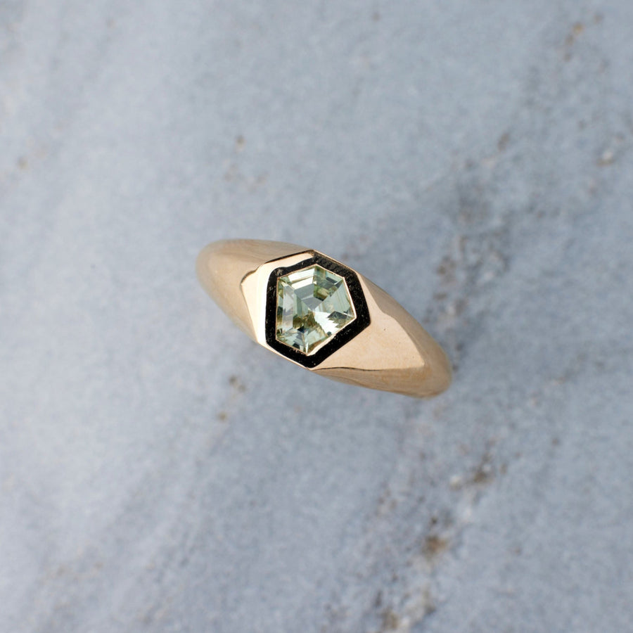 Dax Ring - 0.68 Carat Pale Seafoam Geo Montana Sapphire