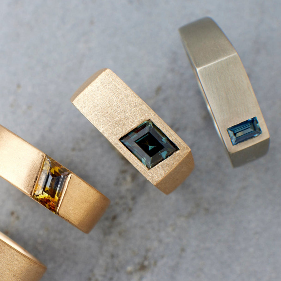 Hayes Band - 1.26 Carat Green Teal Rhombus Sapphire