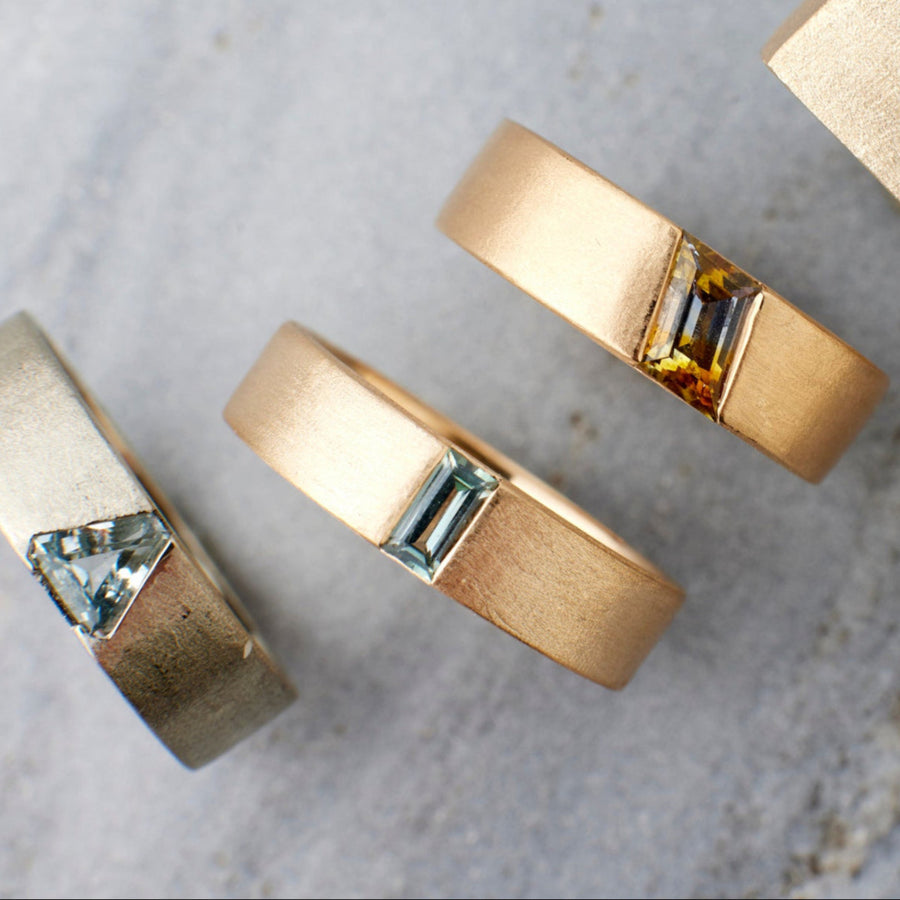 Ellis Band - 0.23 Carat Icy Aqua Baguette Sapphire